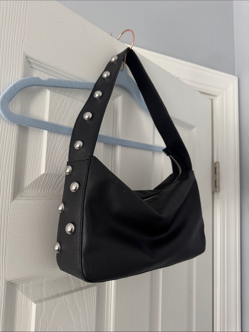 Black Stud-Detail Shoulder Bag
